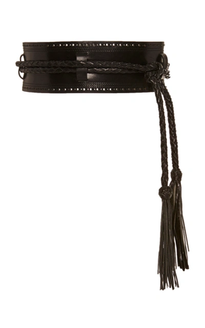 Carolina Herrera Tasseled Leather Belt In Black