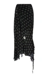 Preen Line Arya Ruched Floral-print Chiffon Midi Skirt In Black