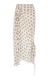 Preen Line Arya Ruched Floral-print Chiffon Midi Skirt In Pink