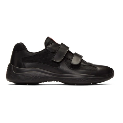 Prada Leather And Technical Fabric Sneakers In Black