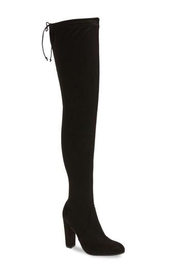 Tony Bianco Tash Over The Knee Stretch Boot In Black Micro Stretch ...