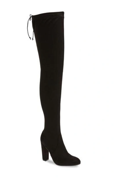 Tony Bianco Tash Over The Knee Stretch Boot In Black Micro Stretch Suede