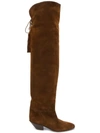 Saint Laurent Knee-length Tassel Boots In Brown