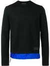 Prada Contrasting Hem Knitted Sweatshirt In Blue