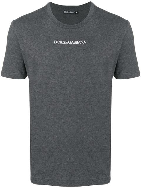 Dolce & Gabbana Embroidered Logo T-Shirt In Grey | ModeSens