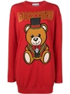 Moschino Teddy Bear Sweater Dress In Red