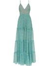 Amiri Floral-printed Silk Maxi Dress In Blue