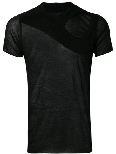 Tシャツ・カットソー RICK OWENS SEMI-TRANSPARENT BLACK COTTON T-SHIRT Rick Owens Semi-Transparent Cotton T-Shirt in Black for Men