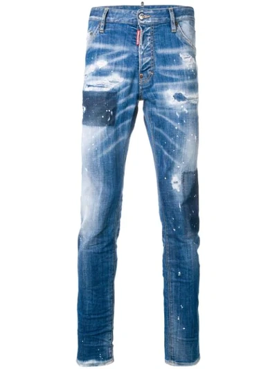 Dsquared2 Distressed Skinny Dan Jeans In Blue