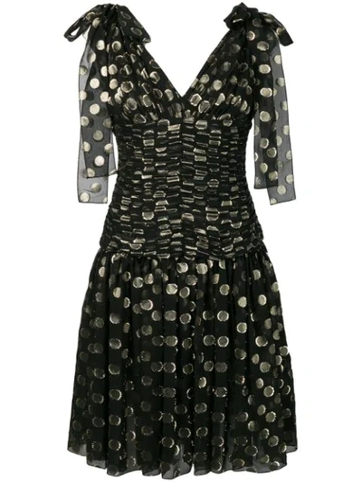 Dolce & Gabbana Flared Polka Dot Dress In Black