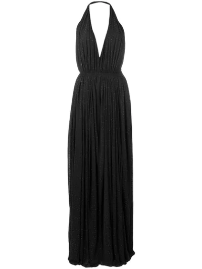 Saint Laurent Pleated Evening Dress In Black
