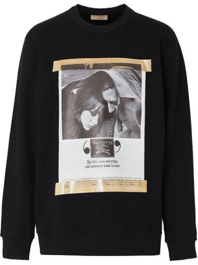 Burberry Archive Campaign Print Cotton Sweatshirt In Black