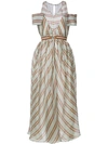 Fendi Striped Flared Midi Dress In Sage