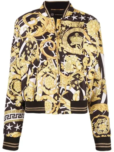 Versace Savage Barocco Print Bomber Jacket In Black | ModeSens