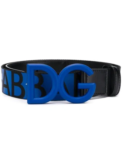 Dolce & Gabbana Logo Buckle Belt In Blue