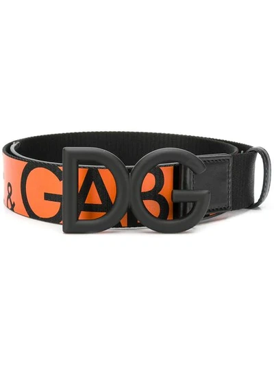 Dolce & Gabbana Logo Buckled Belt In Black/orange