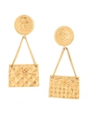 Pre-owned Chanel 1980s Cc Bag Motif Earrings In Gold