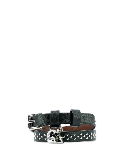 Alexander Mcqueen Double Turn Bracelet In Nero