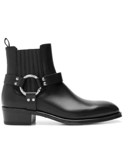 Alexander Mcqueen Harness Leather Chelsea Boots In Black