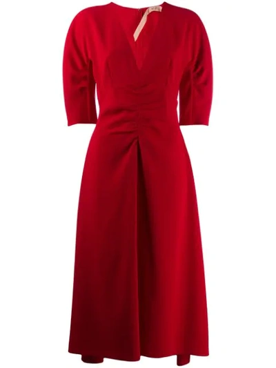 N°21 V-neck Ruched Crepe Dress In Red