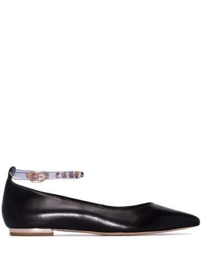 Sophia Webster Dina Crystal-embellished Leather Flats In Black