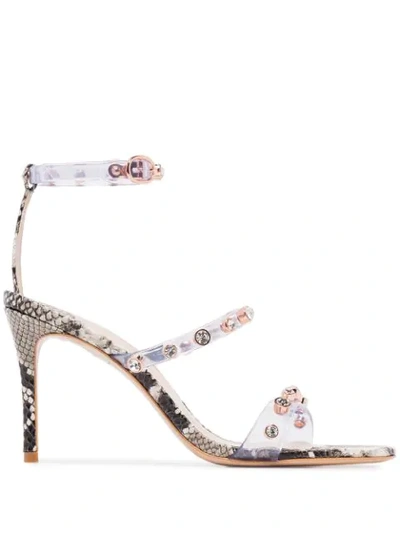 Sophia Webster Rosalind Crystal-embellished Python-effect Sandals In Grey