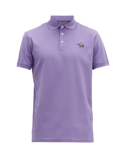 Ralph Lauren Logo-embroidered Cotton-piqué Polo Shirt In Purple