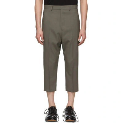 Rick Owens Astaires Cropped Wool Trousers In Grey