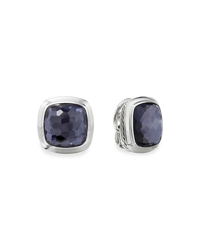 David Yurman Sterling Silver Albion Black Orchid Stud Earrings In Purple/gray
