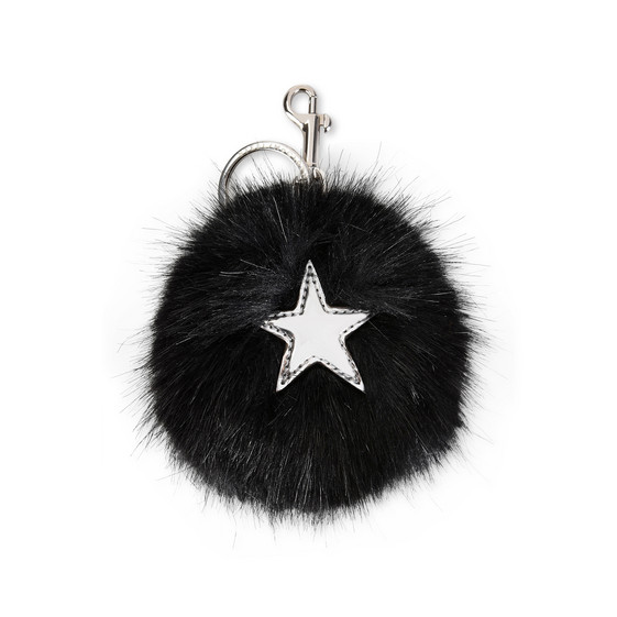 Stella Mccartney Faux Fur Star Keyring In Black | ModeSens