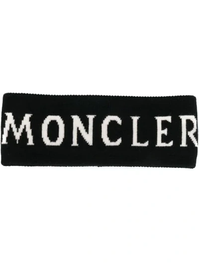 Moncler Logo Wool Knit Headband In Black