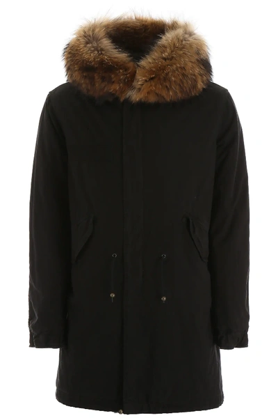 Mr & Mrs Italy Long Parka With Fur In Black