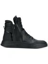 Bruno Bordese Neon High-top Leather Sneakers W/ Zips In Black