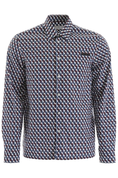 Prada Printed Shirt In Blue,white,red