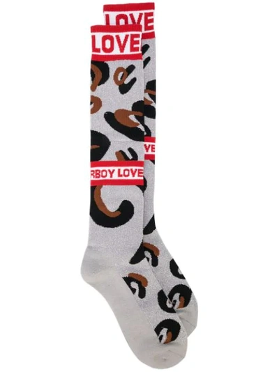 Charles Jeffrey Loverboy Grey & Brown Loverboy Monster Socks In Grey ,metallic