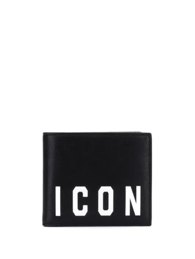 Dsquared2 Icon Print Classic Leather Wallet In Black
