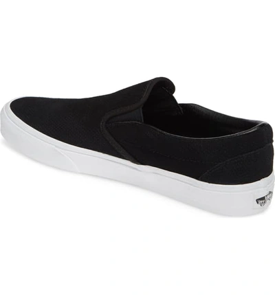 Vans Classic Slip-on In Black/ True White Perf Suede