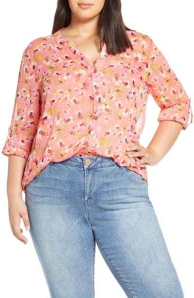 Kut From The Kloth Floral Print Blouse In Blossom Journey Strawberry