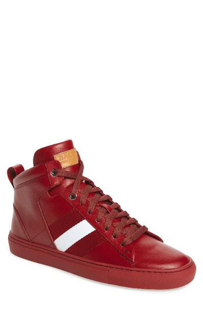 Bally Hedern   Leather High-top Sneakers In Garnet Red