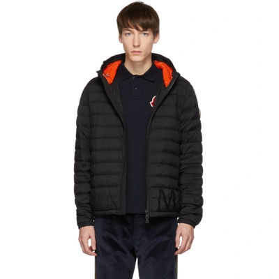 Moncler 'dreux' Logo Print Down Puffer Jacket In Black