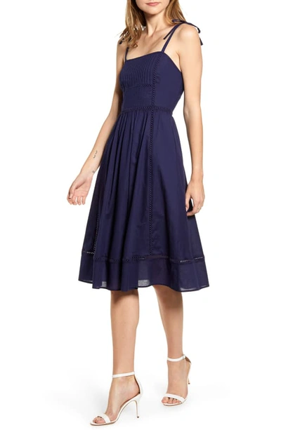Anne Klein Embroidered Fit & Flare Dress In Eclipse