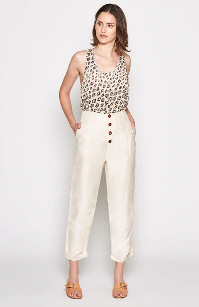 Joie Colman Leopard Print Linen Tank In Cappuccino