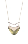 Alexis Bittar Essentials Crystal Encrusted Bar & Shield Pendant Necklace In Light Sage