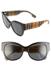 Burberry Butterfly Acetate Sunglasses W/ Check Arms In Black/ Checkered/ Black Solid