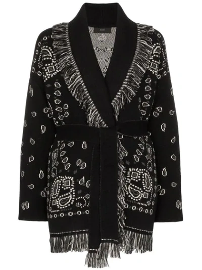 Alanui Cashmere Bandana-jacquard Cardigan Sweater In Black