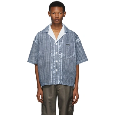 Prada Blue Oversized Overlay Print Shirt