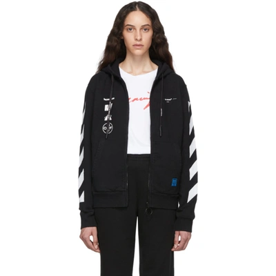 Off-white Black Mariana De Silva Slim Zipped Hoodie In Black Multi