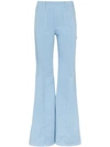 Chloé Contrast Topstitching Patch Pocket Twill Flared Pants In Blue
