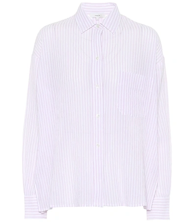 Vince Striped Cotton Shirt In Pink