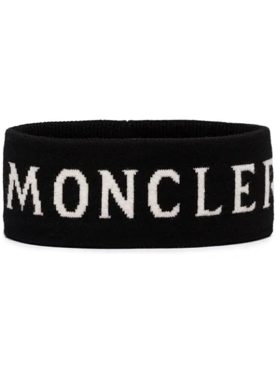 Moncler Logo Printed Headband In Black